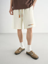 Men's Beige Contrast Drawstring Sports Shorts